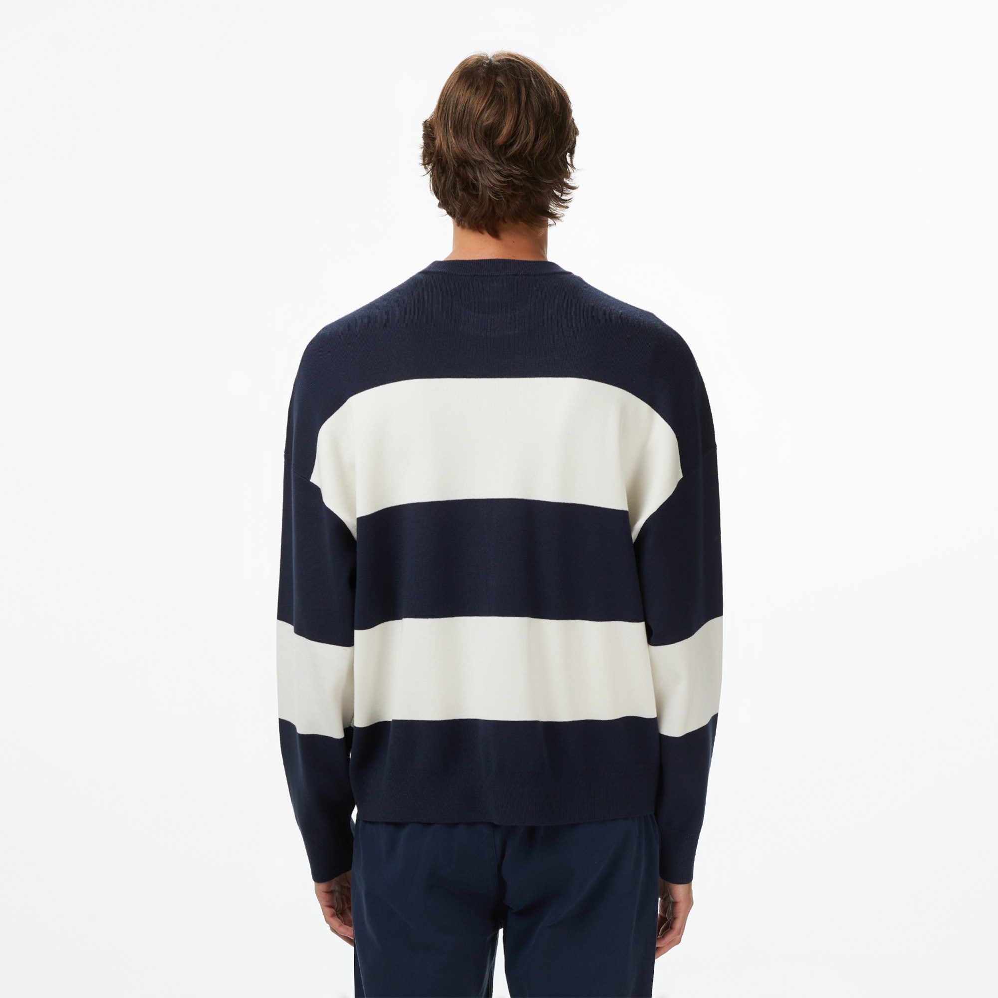 Calvin Klein Striped Snowy Relaxed Crew Erkek Renkli Triko