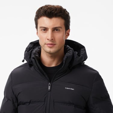  Calvin Klein Quilted Bonded Channel Erkek Siyah Mont