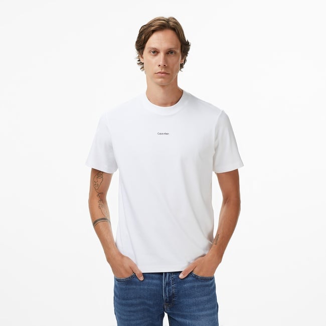 Calvin Klein Pique Nano Erkek Beyaz T-Shirt