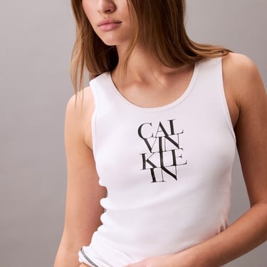  Calvin Klein Solid Tank Kadın Beyaz T-Shirt