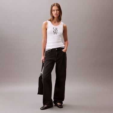  Calvin Klein Solid Tank Kadın Beyaz T-Shirt