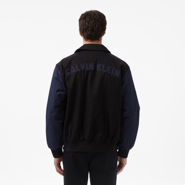  Calvin Klein Cotton Nylon Varisty Bomber Erkek Siyah Ceket