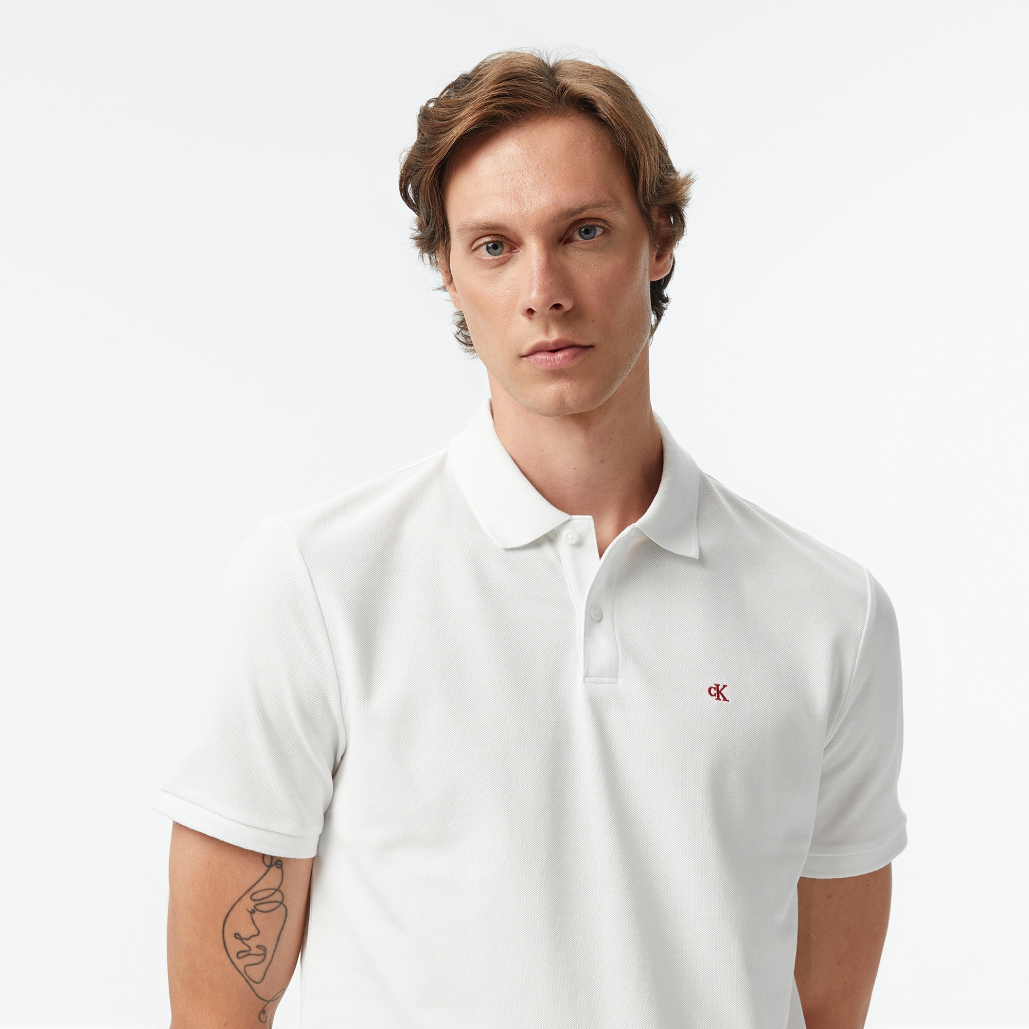 Calvin Klein Casual Pique Classic Erkek Beyaz Polo