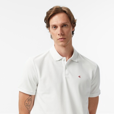  Calvin Klein Casual Pique Classic Erkek Beyaz Polo