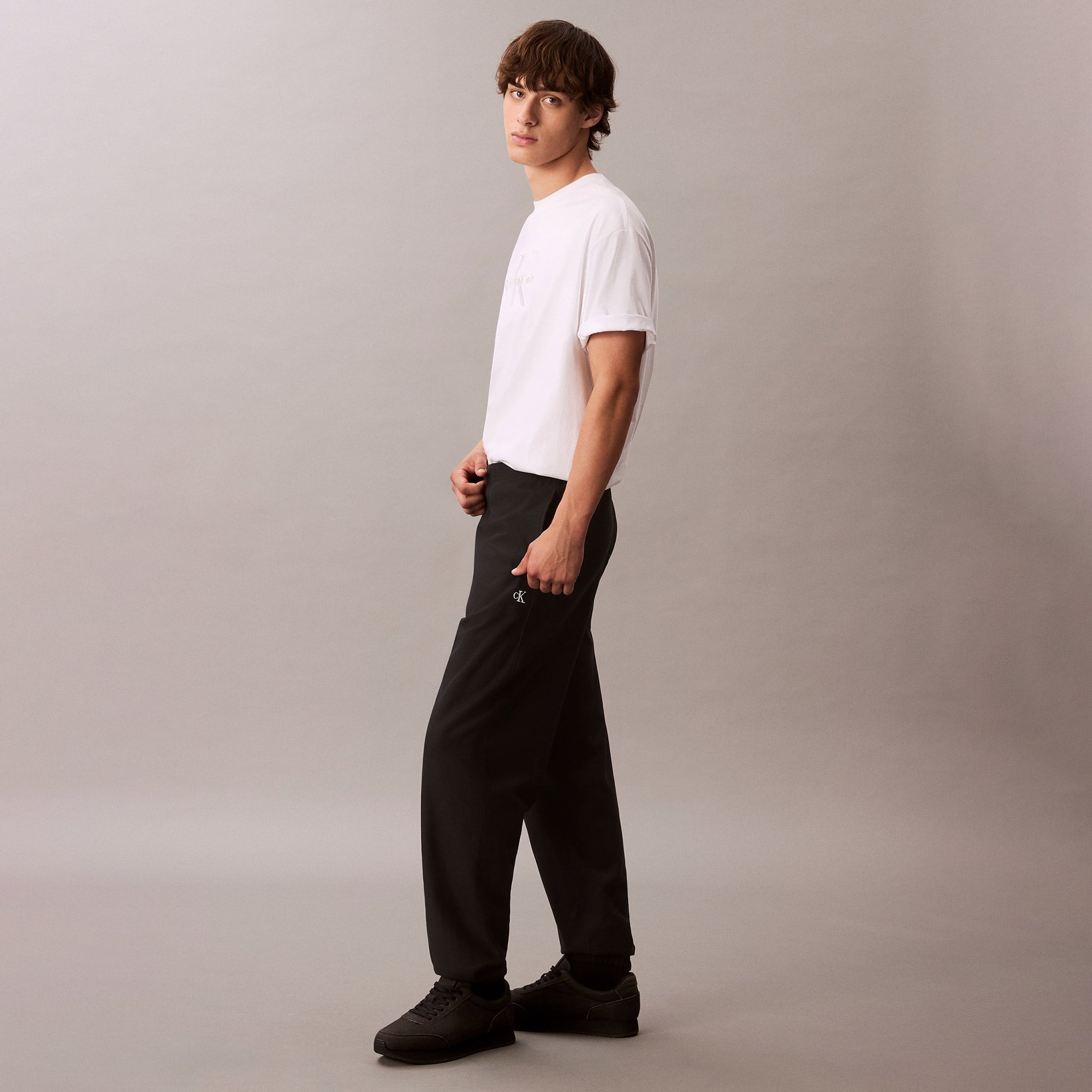 Calvin Klein Premium Terry Monogram Jogger Erkek Siyah Eşofman Altı