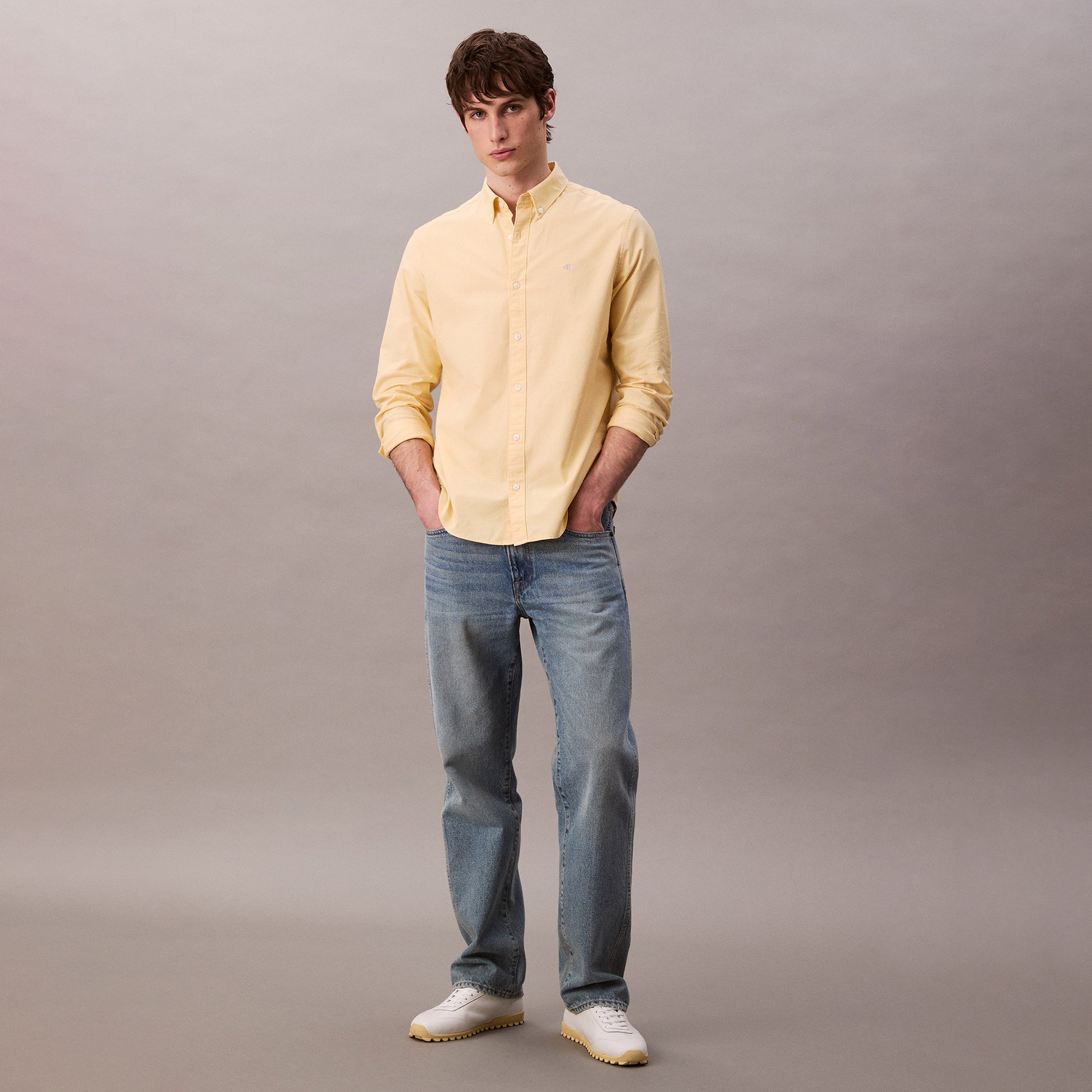 Calvin Klein Solid Oxford Classic Erkek Sarı Gömlek