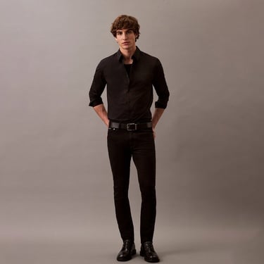  Calvin Klein Solid Slim Erkek Siyah Gömlek