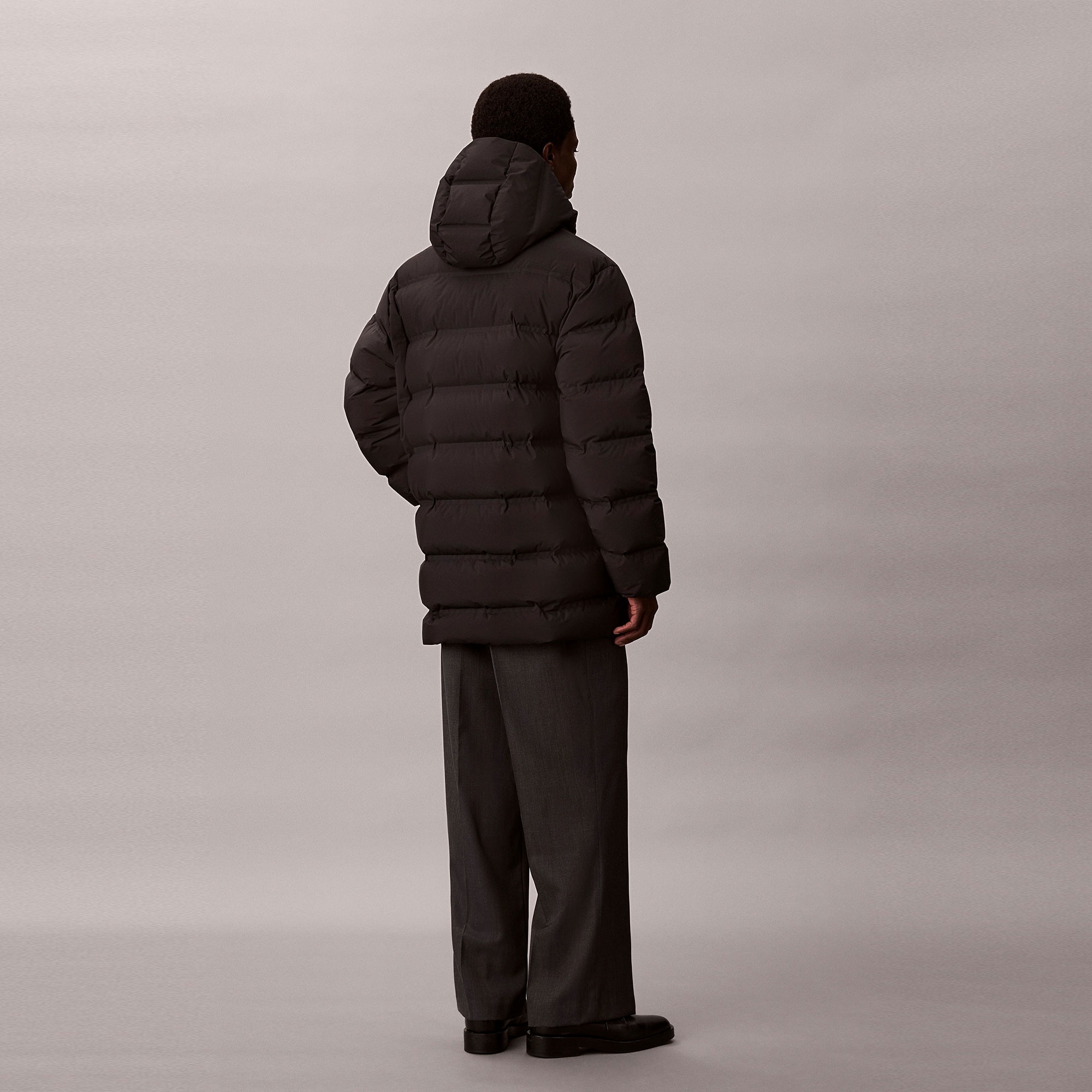 Calvin Klein Bonded Long Hooded Erkek Siyah Puffer Mont