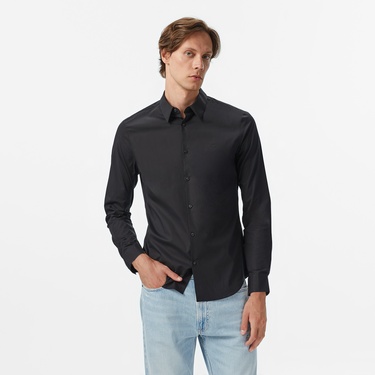  Calvin Klein Solid Slim Erkek Siyah Gömlek