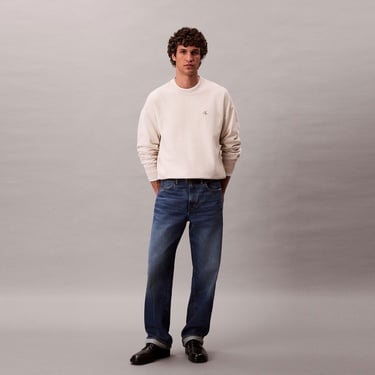  Calvin Klein Premium Terry Monogram Erkek Beyaz Sweatshirt