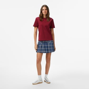  Calvin Klein Interlock Emblem Mock Kadın Kırmızı T-Shirt