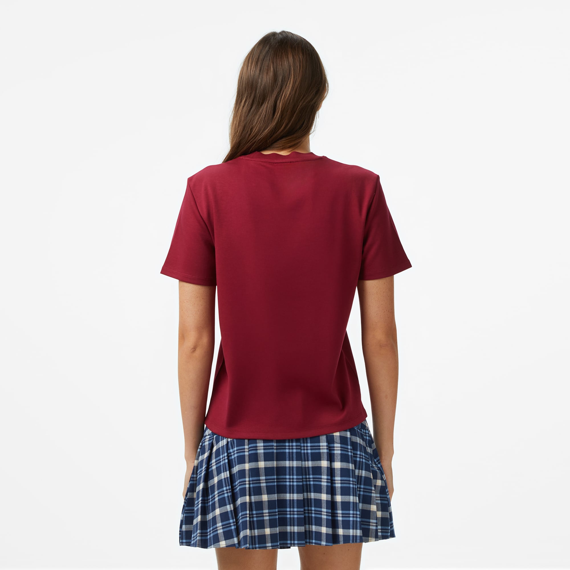 Calvin Klein Interlock Emblem Mock Kadın Kırmızı T-Shirt