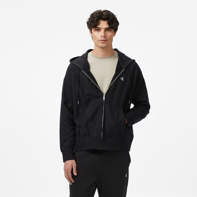  Calvin Klein Premium Terry Monogram Erkek Siyah Sweatshirt