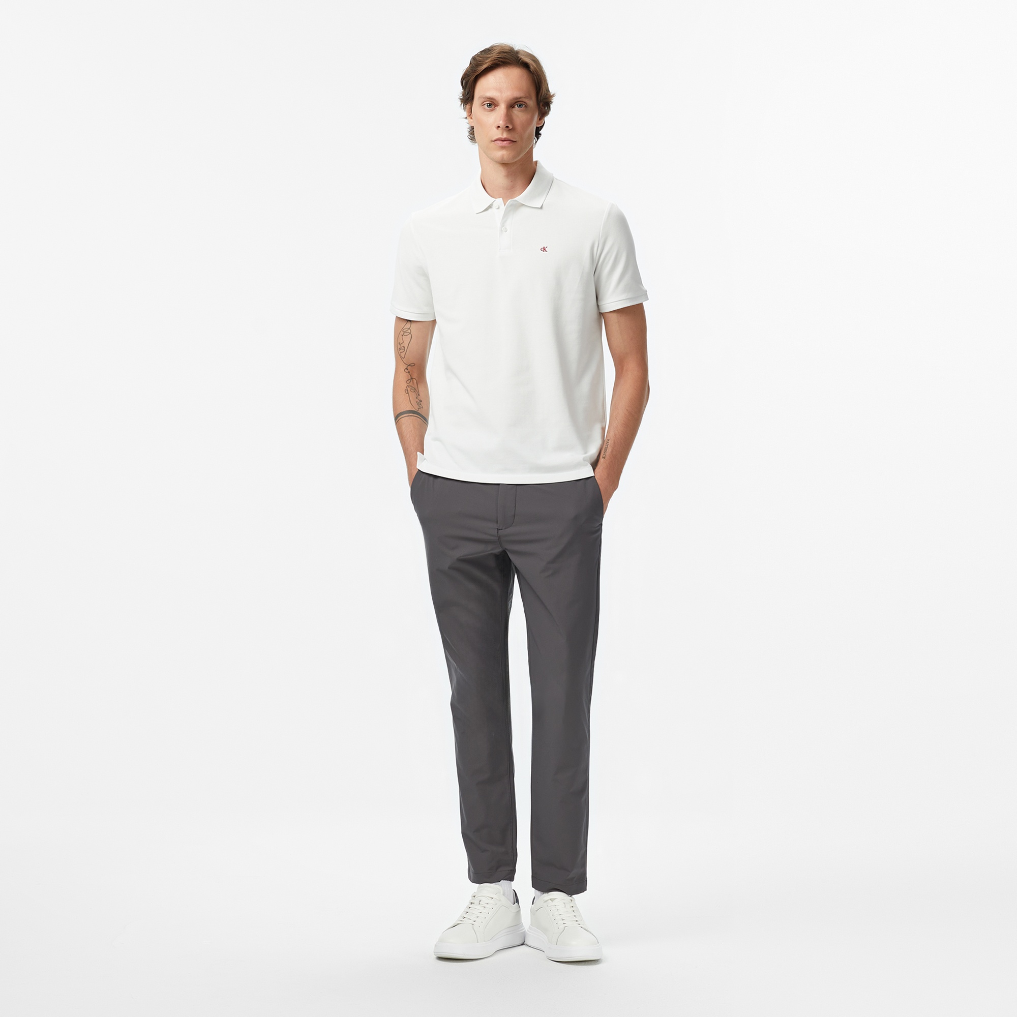 Calvin Klein Casual Pique Classic Erkek Beyaz Polo