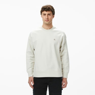  Calvin Klein Premium Terry Monogram Erkek Beyaz Sweatshirt
