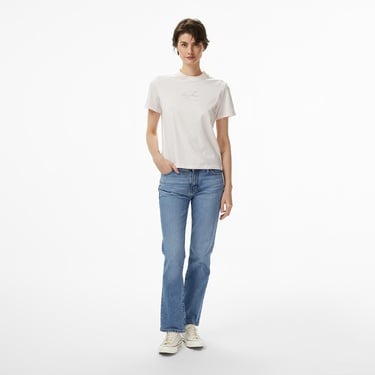  Calvin Klein Classic Foil Monologo Kadın Beyaz T-Shirt