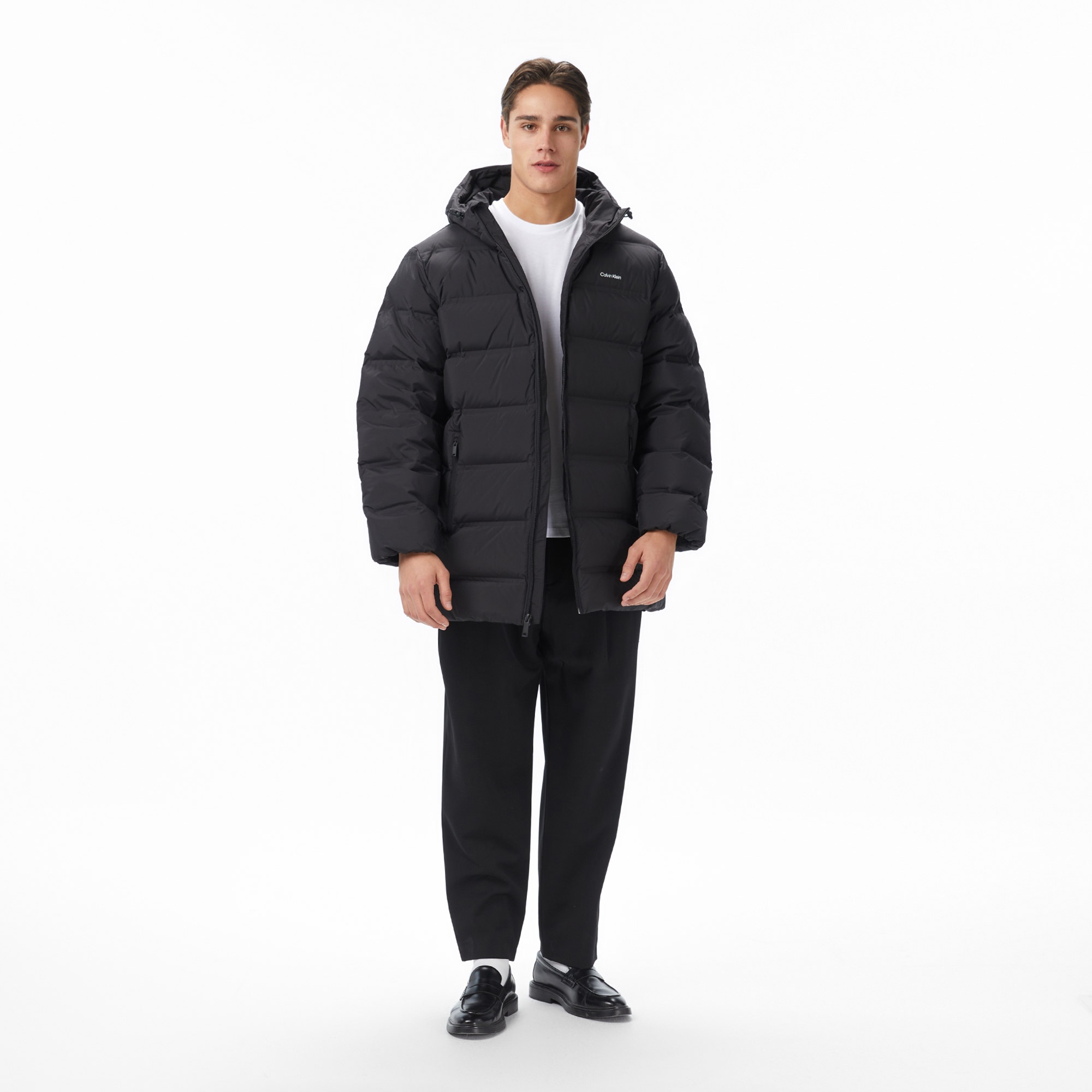Calvin Klein Bonded Long Hooded Erkek Siyah Puffer Mont