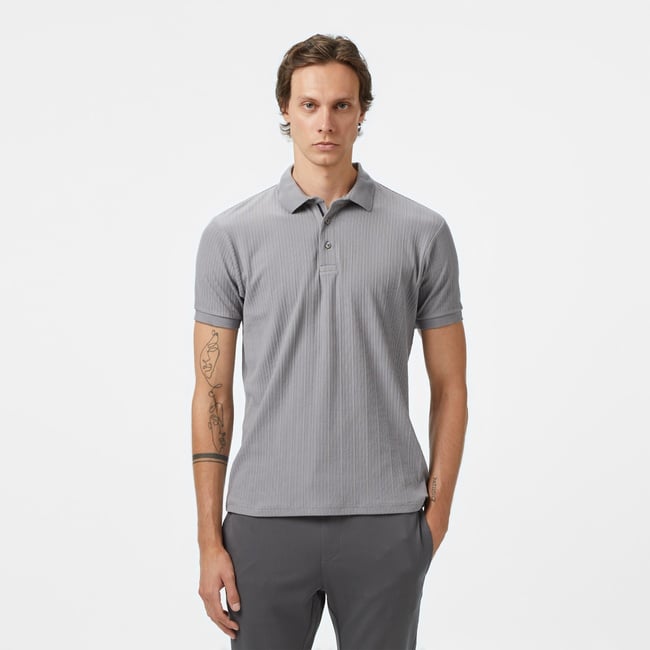  Nautica Erkek Gri Regular Fit Polo Yaka T-Shirt