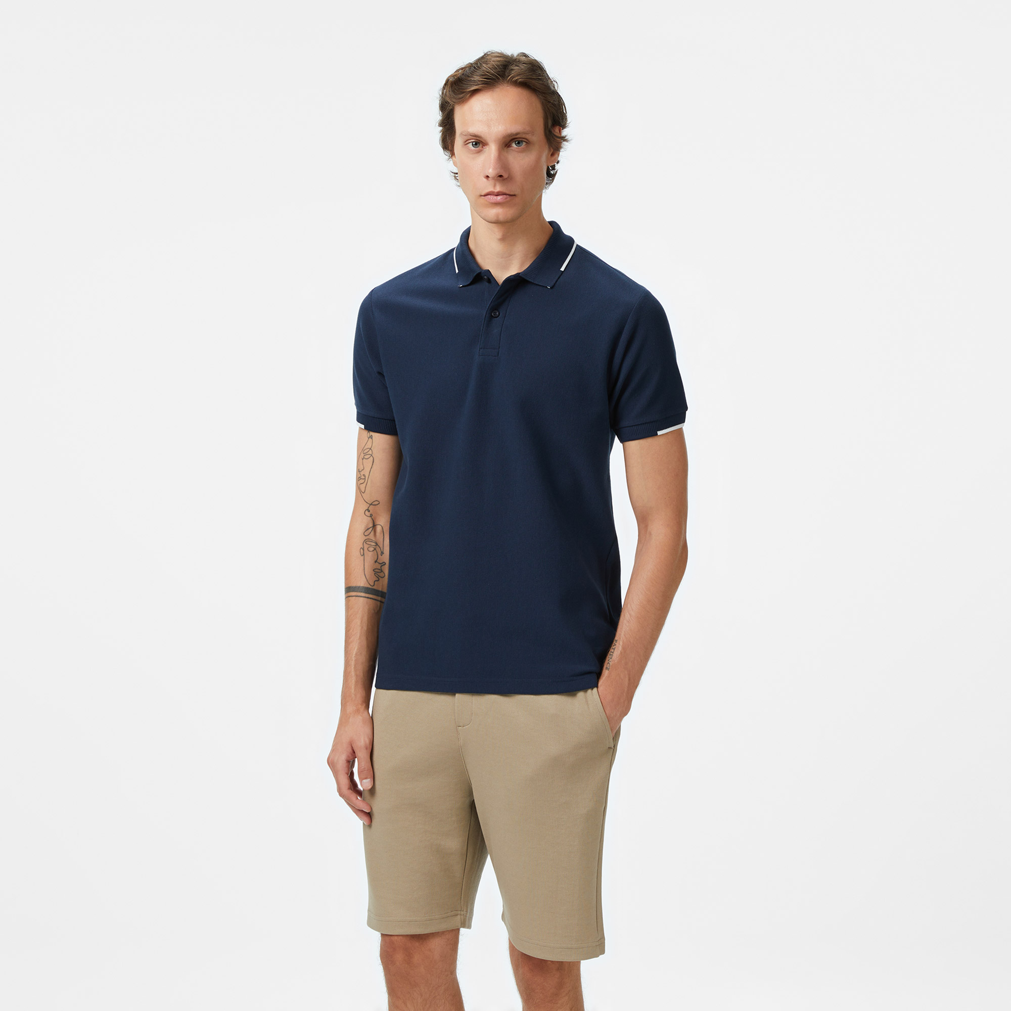  Nautica Erkek Lacivert Classic Fit Polo Yaka T-Shirt