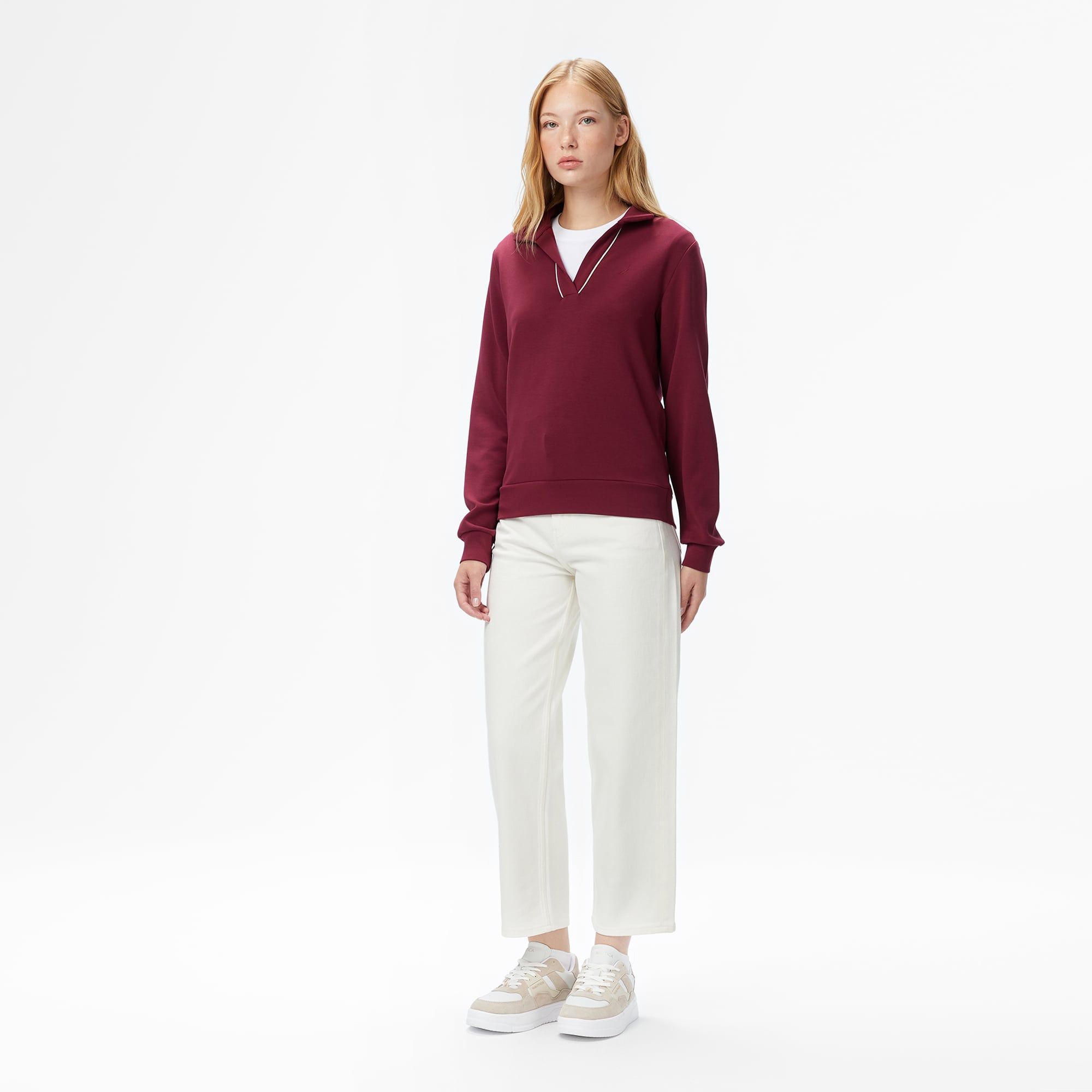  Nautica Kadın Bordo Regular Fit Sweatshirt