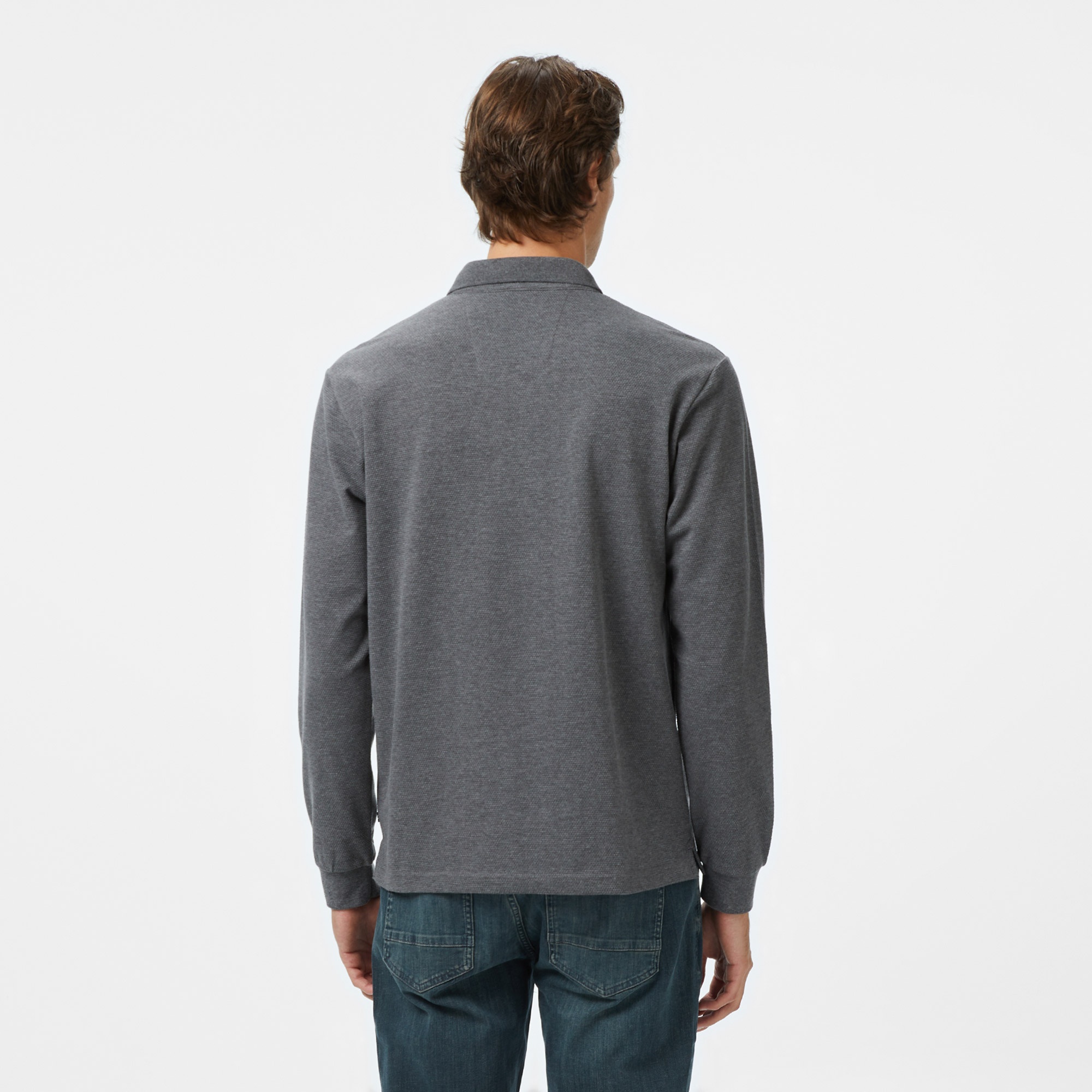 Nautica Erkek Gri Classic Fit Uzun Kollu Polo Yaka T-Shirt