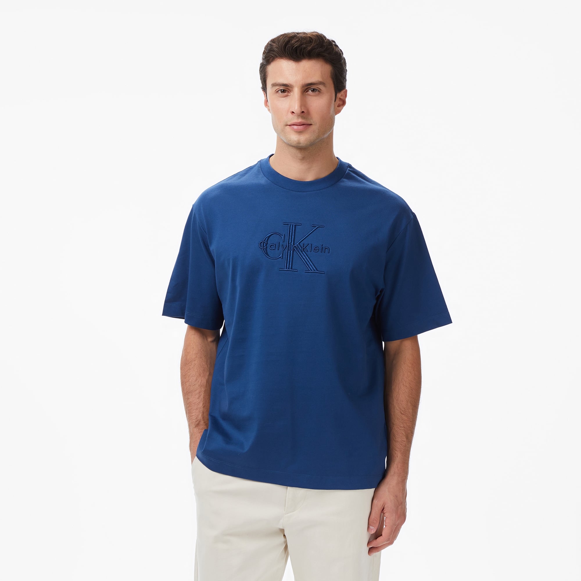 Calvin Klein Jersey Erkek Mavi T-Shirt