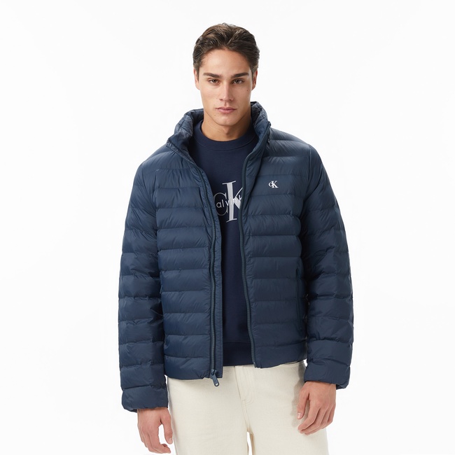  Calvin Klein Nylon Hooded Puffer Erkek Lacivert Mont