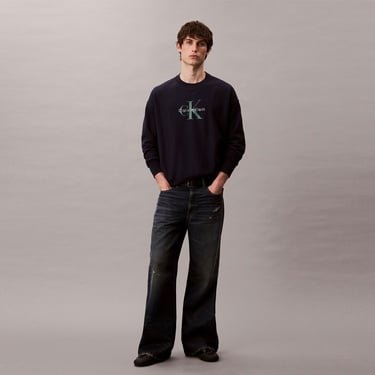  Calvin Klein Terry Monologo Erkek Lacivert Sweatshirt