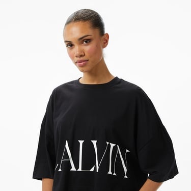  Calvin Klein Cropped Graphic Kadın Siyah Crop T-Shirt