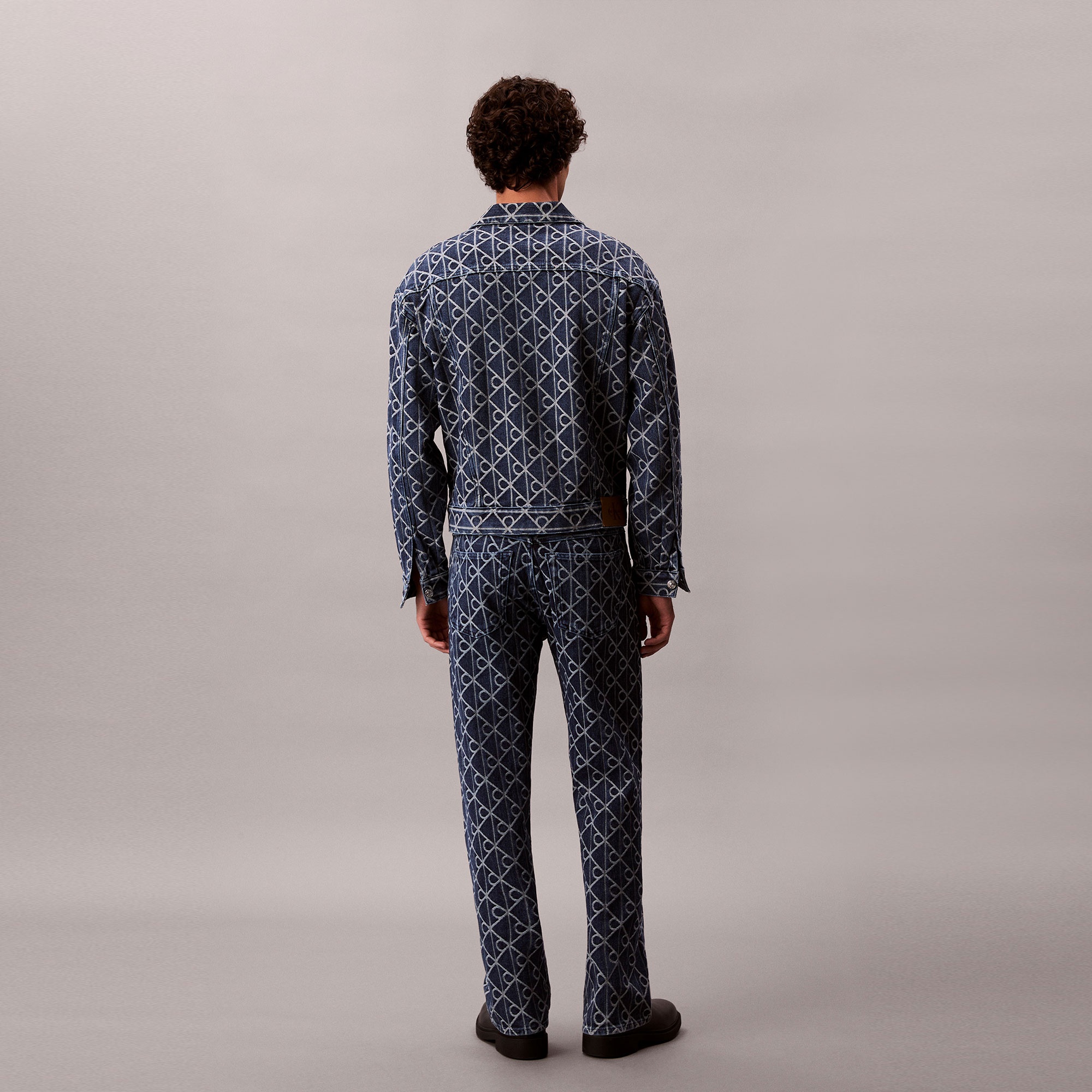 Calvin Klein 90S Indigo Emblem Jacquard Truck Erkek Mavi Ceket