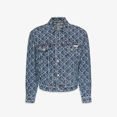  Calvin Klein 90S Indigo Emblem Jacquard Truck Erkek Mavi Ceket