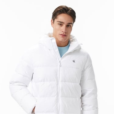  Calvin Klein Zip Off Hood Down Puffer Erkek Beyaz Mont