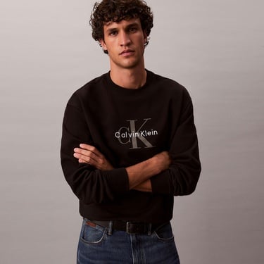  Calvin Klein Terry Monologo Erkek Siyah Sweatshirt