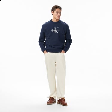  Calvin Klein Terry Monologo Erkek Lacivert Sweatshirt