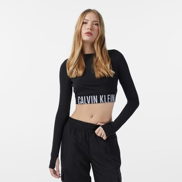  Calvin Klein Intense Power Mock Neck Kadın Siyah Gömlek