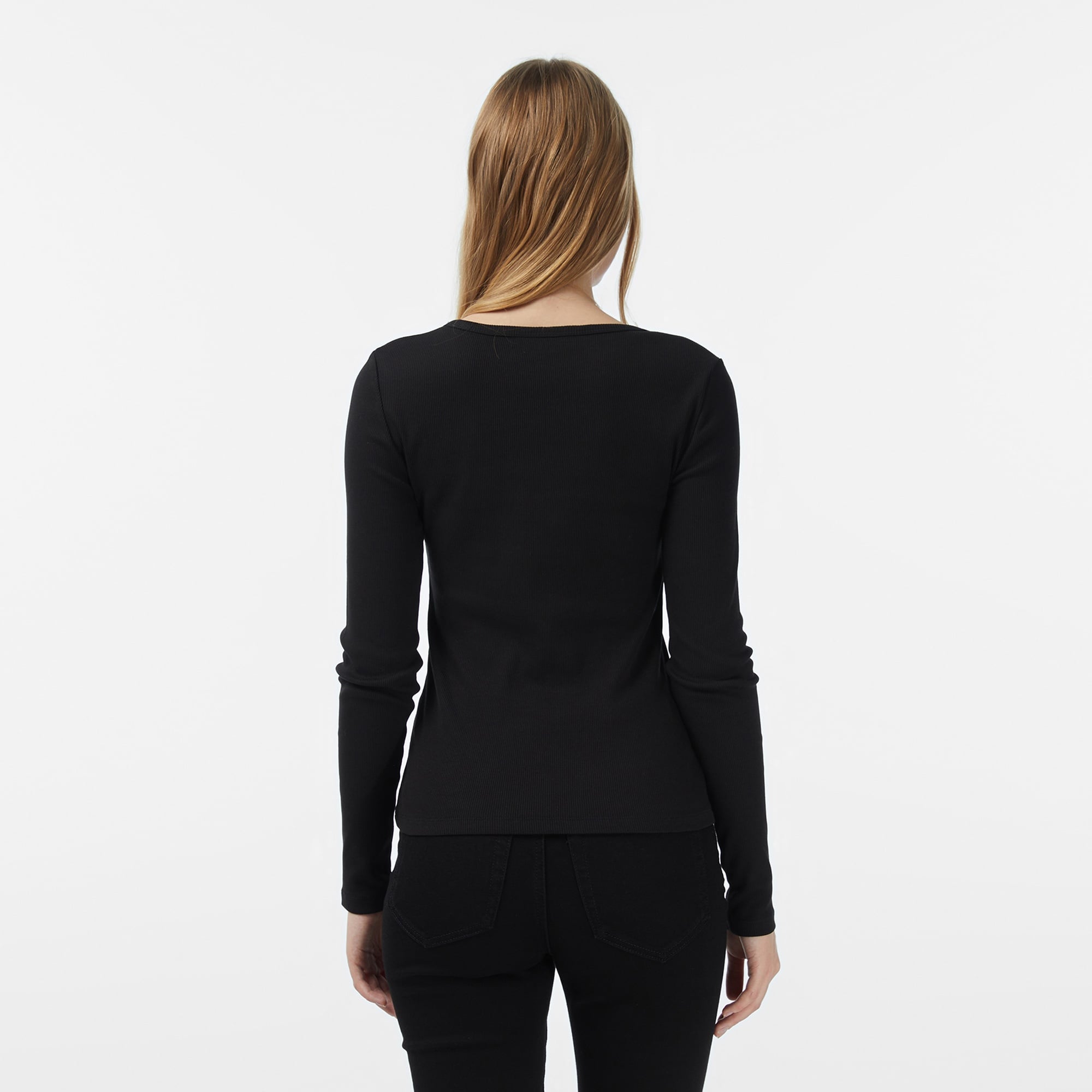 Calvin Klein Woven Label Kadın Siyah T-Shirt