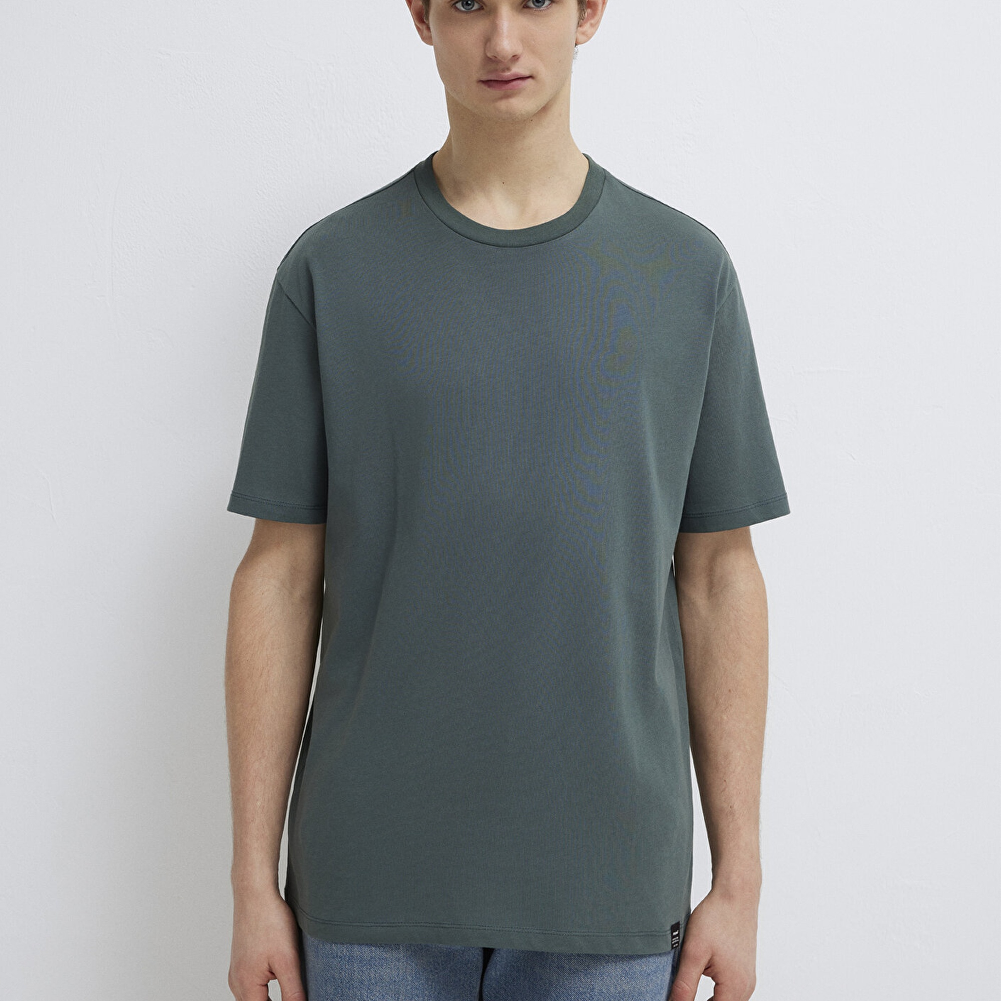 Mavi Yeşil Basic Tişört Loose Fit / Bol Rahat Kesim 0611824-71598