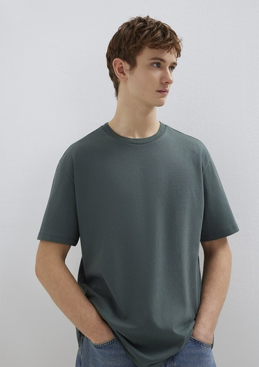  Mavi Yeşil Basic Tişört Loose Fit / Bol Rahat Kesim 0611824-71598