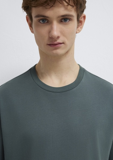  Mavi Yeşil Basic Tişört Loose Fit / Bol Rahat Kesim 0611824-71598
