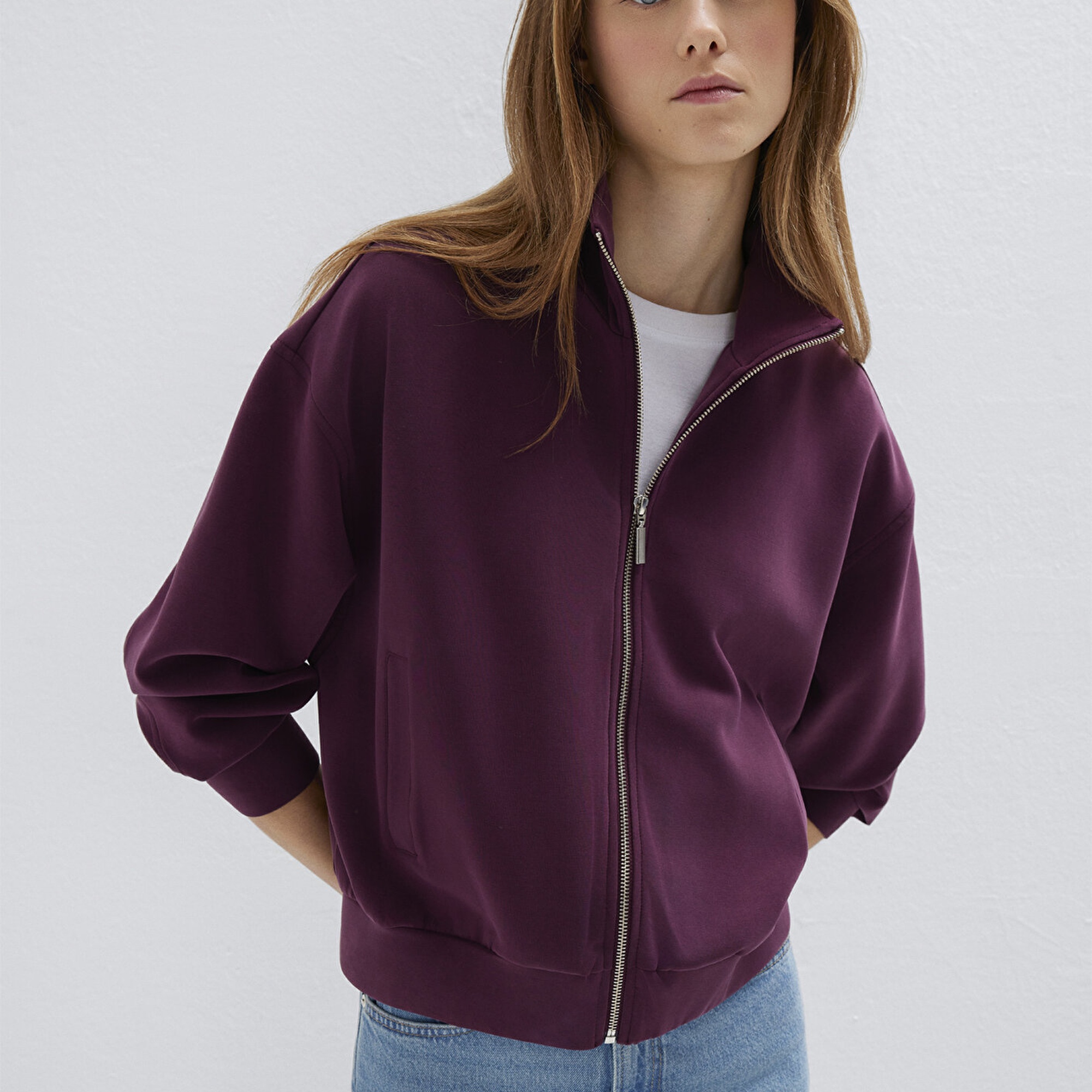 Mavi Fermuarlı Bordo (TENCEL™) Sweatshirt 1S10059-70434