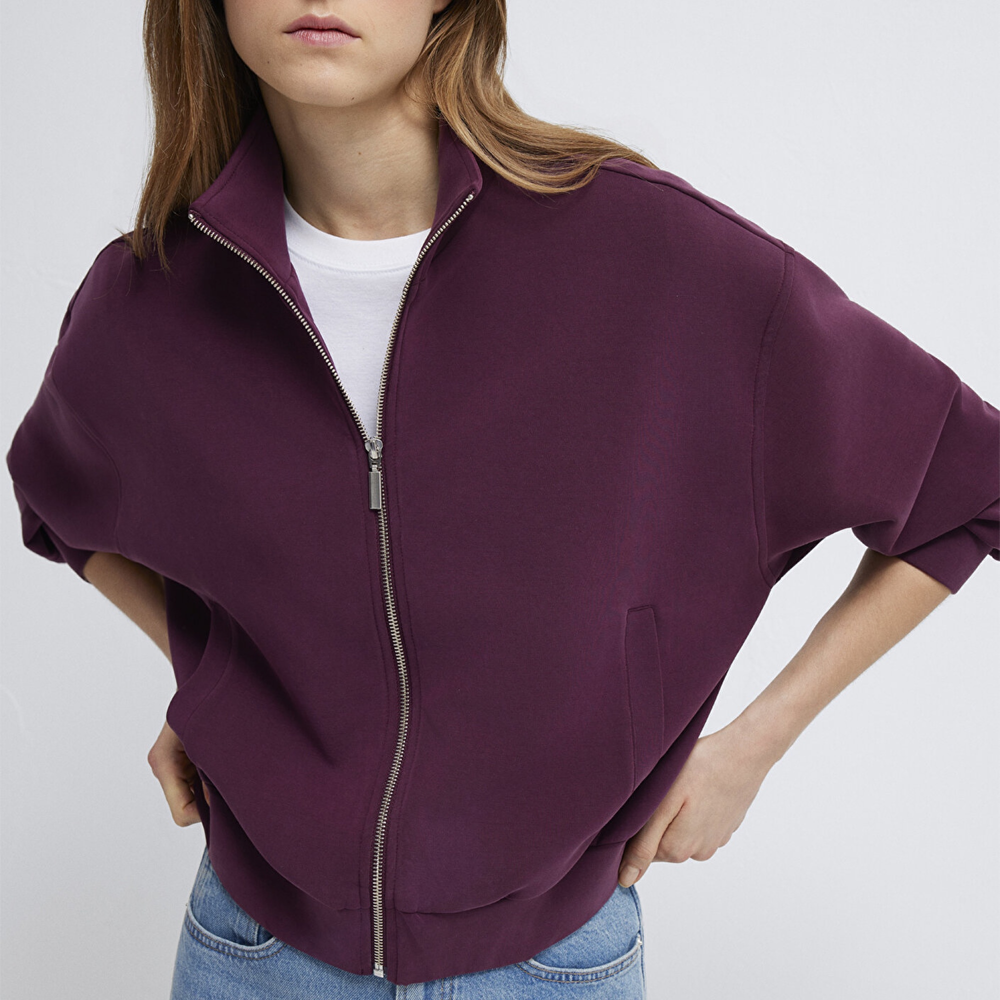 Mavi Fermuarlı Bordo (TENCEL™) Sweatshirt 1S10059-70434