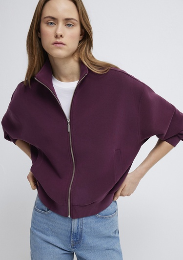  Mavi Fermuarlı Bordo (TENCEL™) Sweatshirt 1S10059-70434