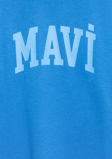  Mavi Mavi Baskılı Mavi Tişört Loose Fit / Bol Rahat Kesim 6610484-70902