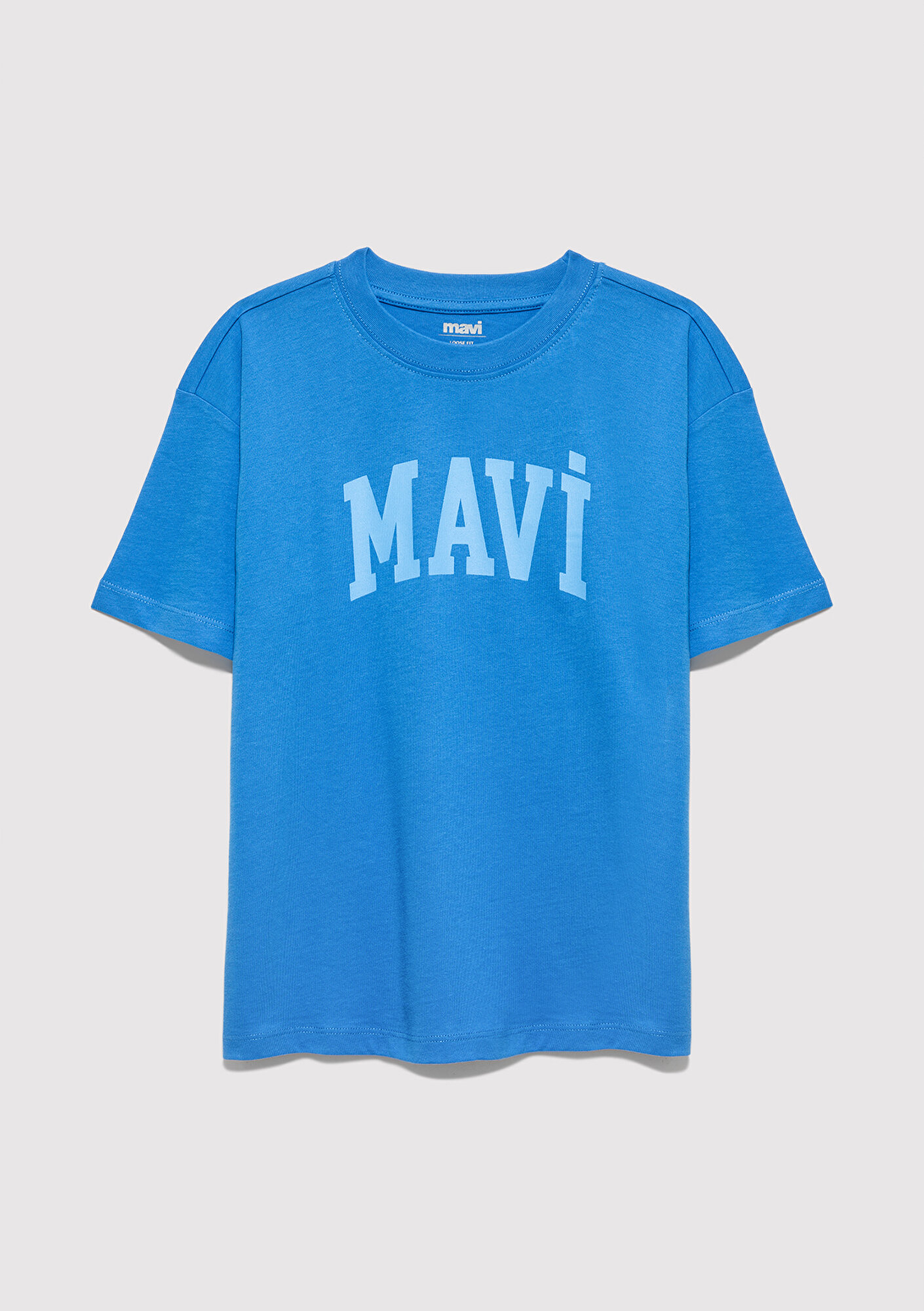  Mavi Mavi Baskılı Mavi Tişört Loose Fit / Bol Rahat Kesim 6610484-70902