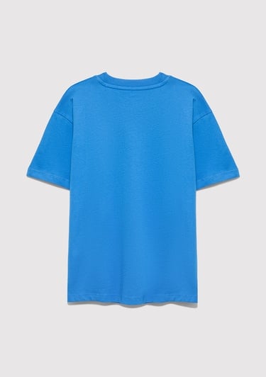  Mavi Mavi Baskılı Mavi Tişört Loose Fit / Bol Rahat Kesim 6610484-70902