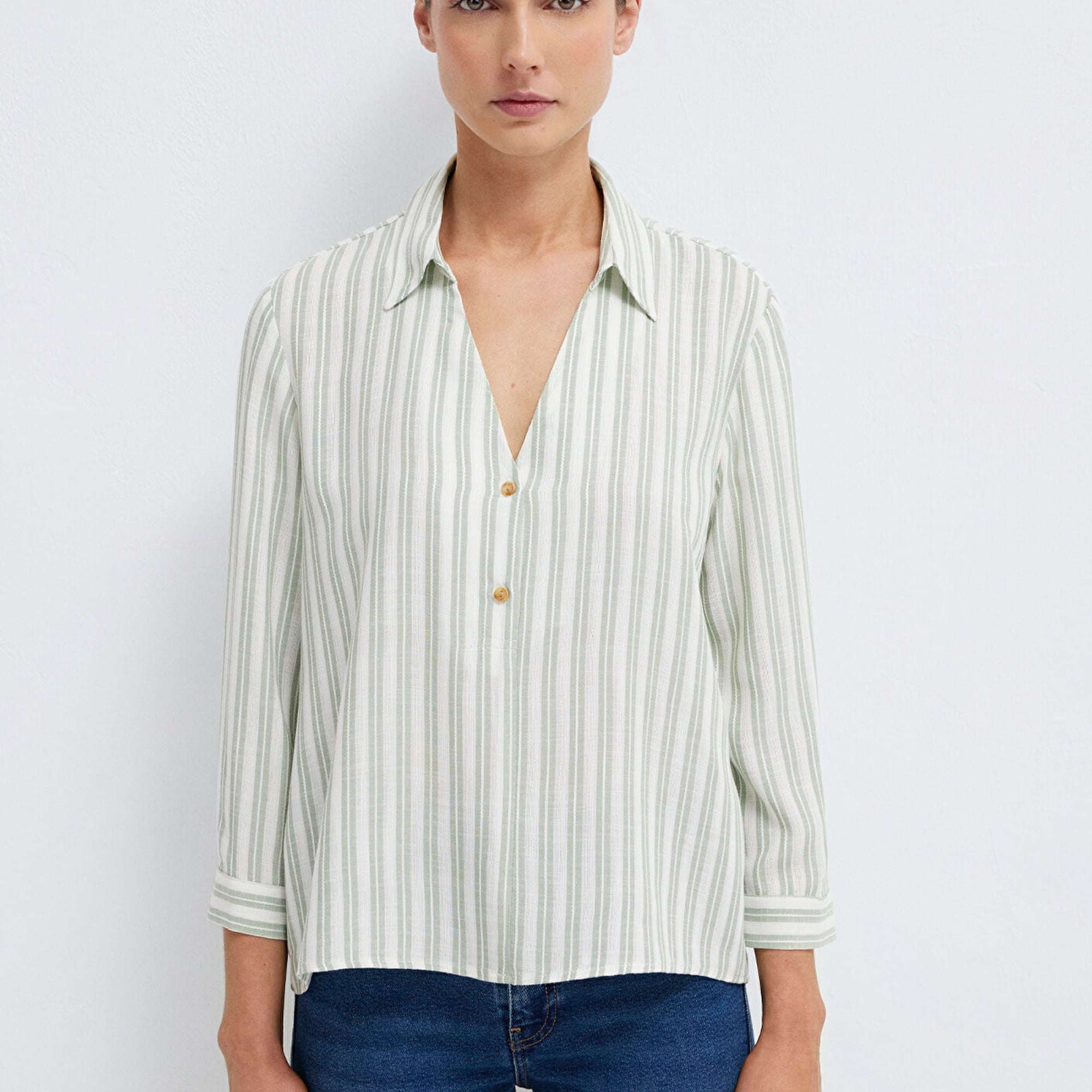 Mavi Çizgili Bluz 122400-91387