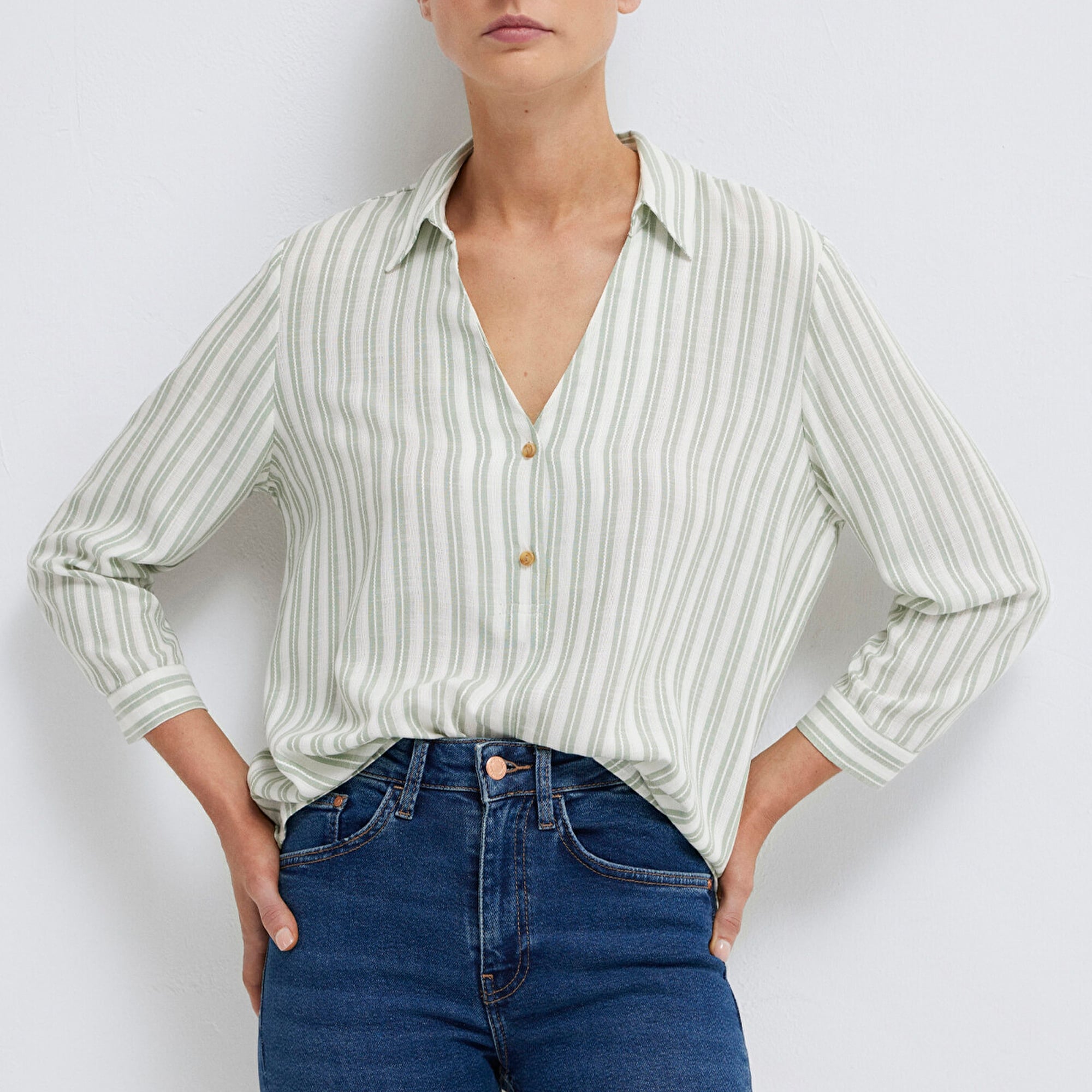 Mavi Çizgili Bluz 122400-91387