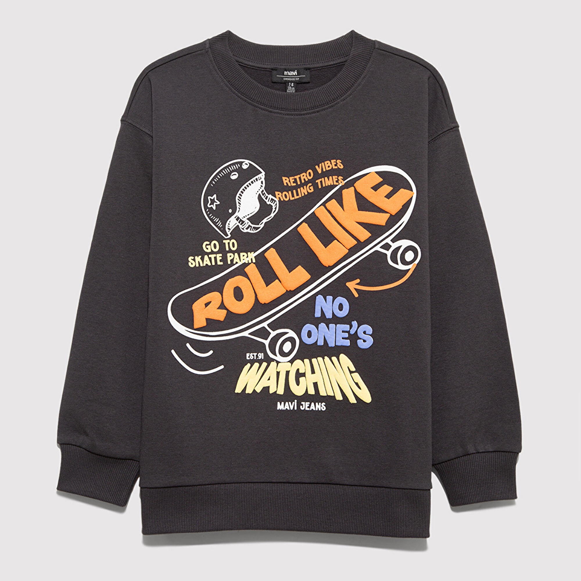 Mavi Roll Like Baskılı Antrasit Sweatshirt 6S10179-70087