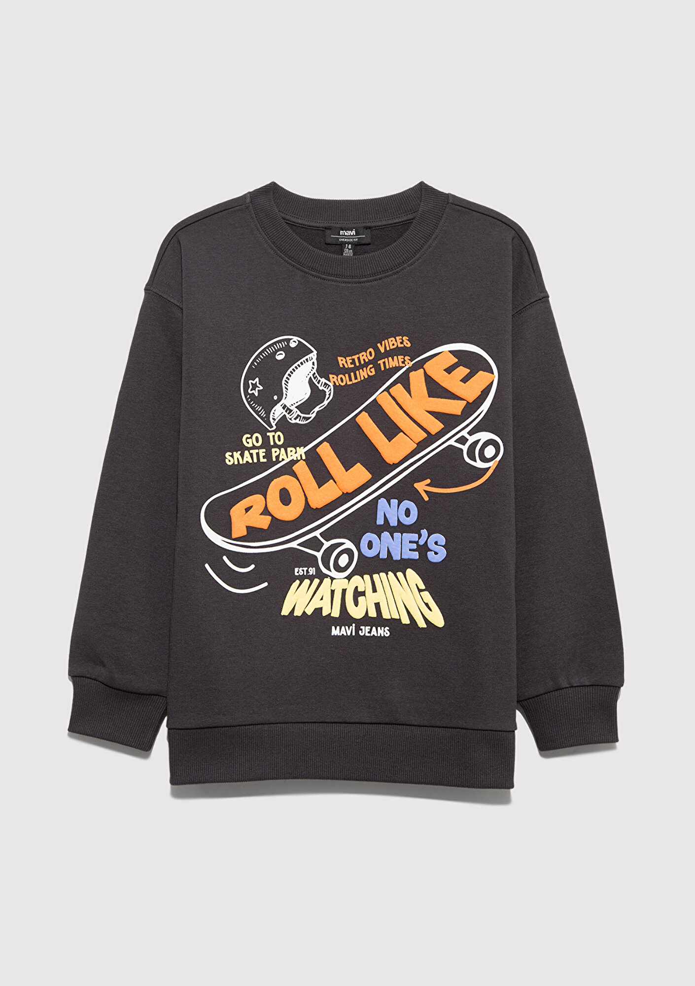  Mavi Roll Like Baskılı Antrasit Sweatshirt 6S10179-70087