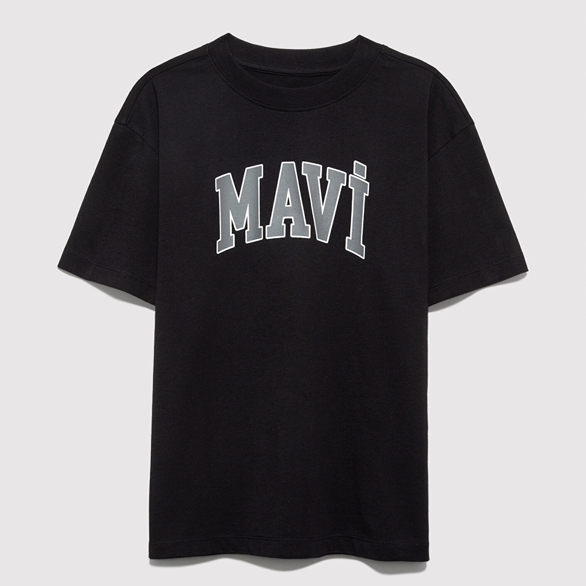 Mavi Mavi Logo Baskılı Siyah Tişört Loose Fit / Bol Rahat Kesim 6610418-900